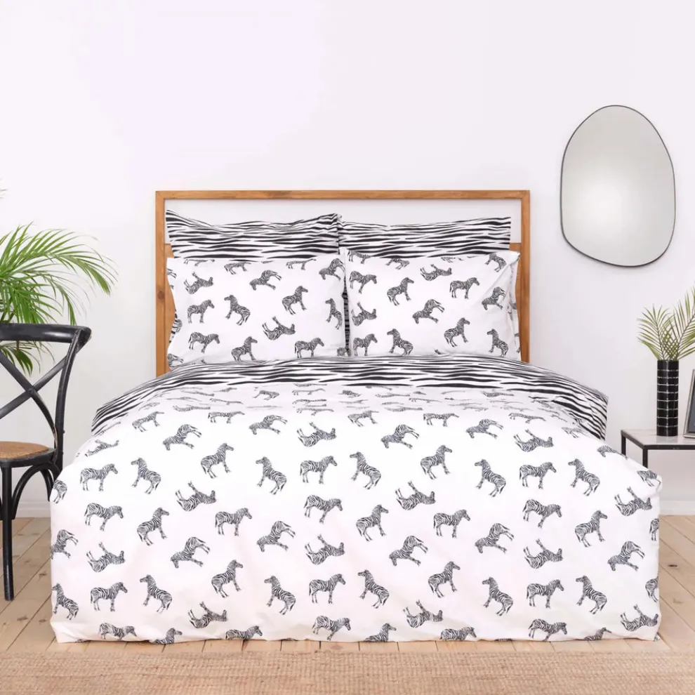 Sarah Anderson Zebra 100% Turkish Cotton Duvet Cover Set, Double, Multi