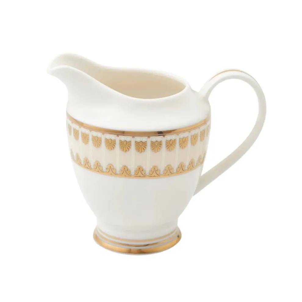 Weimar Joanna Of Bavaria 63-Piece Fine Bone China Dinner Set for 12 People, White Gold