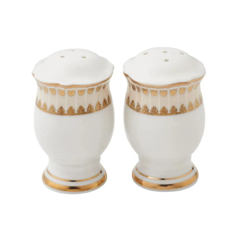 Weimar Joanna Of Bavaria 63-Piece Fine Bone China Dinner Set for 12 People, White Gold